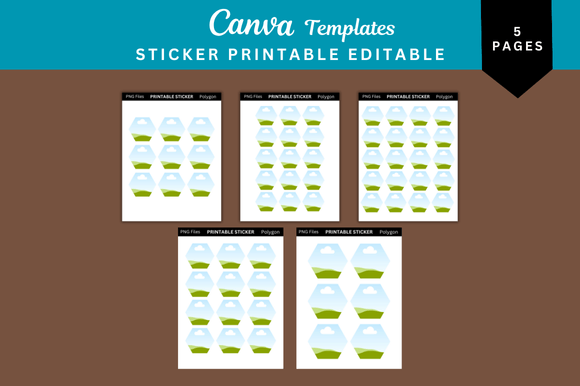 5 Polygon Sticker Printable Templates