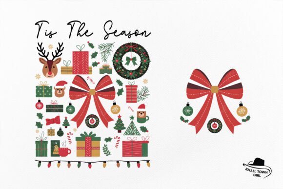 Boho Christmas Bow PNG: Festive Design Asset