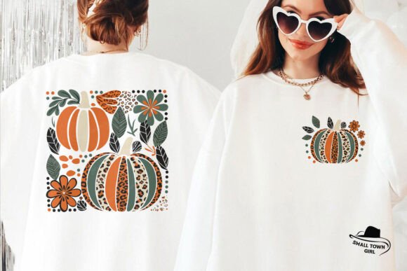 Boho Pumpkin Fall Front and Back PNG: A Designer's Seasonal Asset