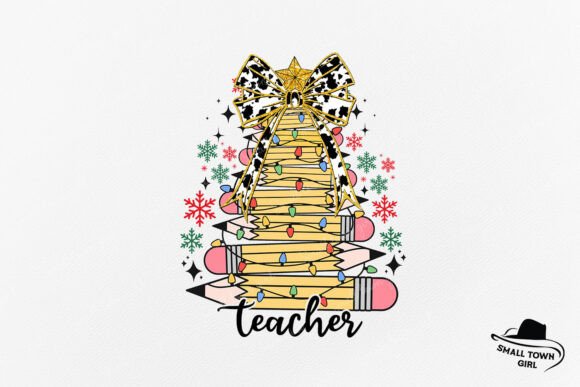 Christmas Pencil Tree Teacher Cowhide: A Unique Design Asset