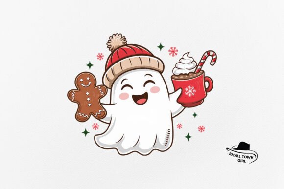 Cute Ghost Christmas Cookie Iced Coffee: A Designer's Delight