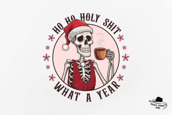 Funny Skeleton Christmas Ho Ho Ho PNG: A Creative Design Asset