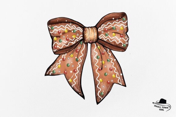 Gingerbread Bow Christmas Coquette PNG: A Design Asset