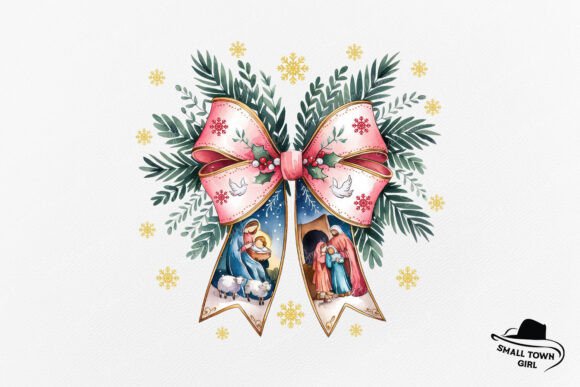 Jesus Christmas Coquette Bow Nativity: A Design Asset