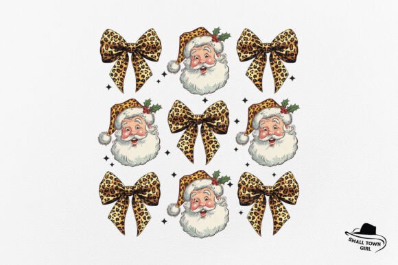 Leopard Coquette Christmas Santa Bow PNG: Festive Design Asset