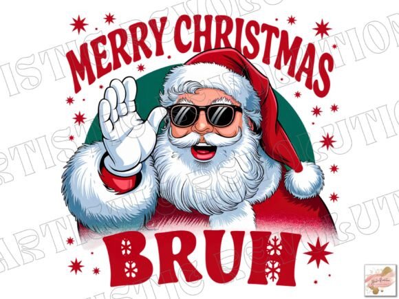 Merry Christmas Bruh PNG: Trendy Santa for Modern Design