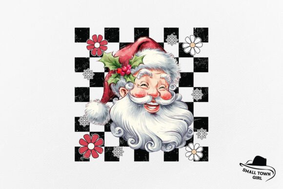 Retro Checkered Santa Daisy Sublimation: A Modern Design Asset