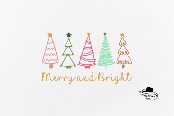 Retro Merry and Bright Christmas Tree: A Vintage Design Asset
