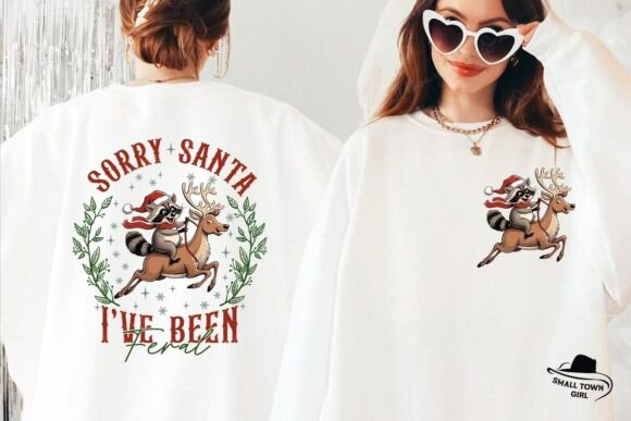 Sorry Santa Feral Christmas Front Back: Creative Holiday Design Assets