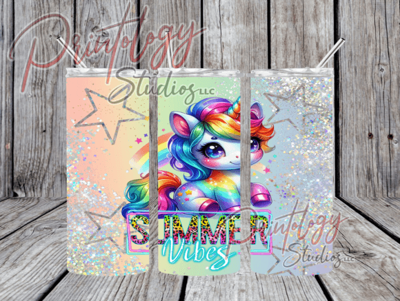 Unicorn Summer Vibes 20oz Tumbler Wrap: A Vibrant Design Asset