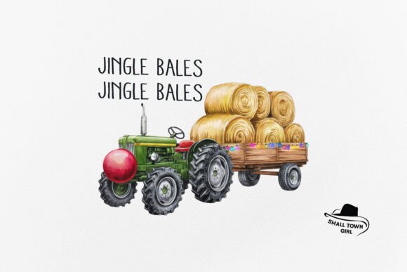 Vintage Christmas Tractor Jingle Bales: A Design Asset for Timeless Appeal